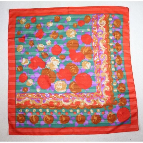 WOMEN'S ORANGE PRINT SQUARE SCARF - 30IN X 30IN - Picture 2 of 6